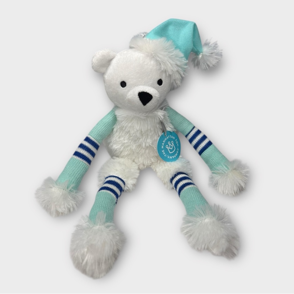 NWT Manhattan Toy Company Twiggies Bear Stuffed Animal Stuffie Teddy Plush White